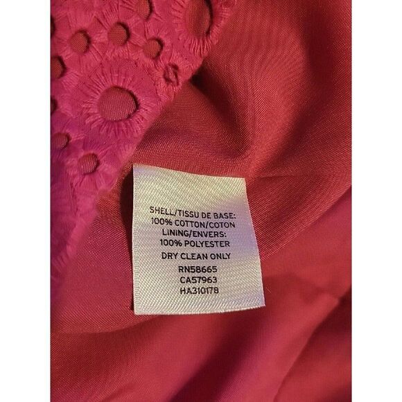 Halogen Eyelet Pleated Hot Pink Midi Skirt Size 4 Spring Summer - Picture 4 of 8